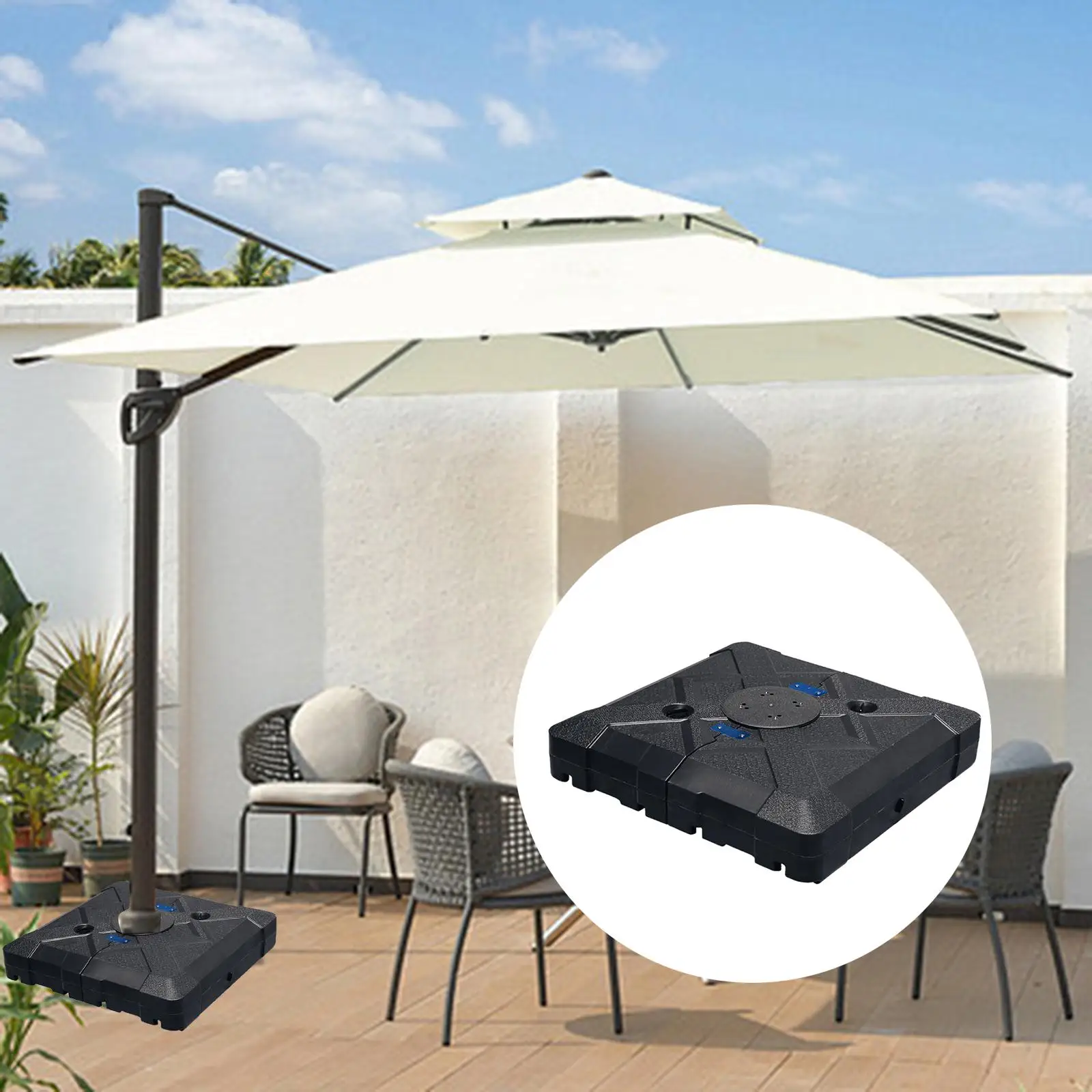 

100 литров офсетная подставка для зонта на колесиках Легкая установка 86x84x18 см универсальная для сада патио