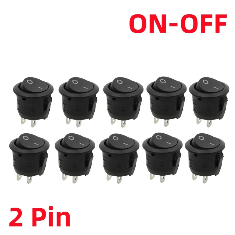 

10 шт., 20 мм, красный, черный, белый, круглый кулисный переключатель ВКЛ/ВЫКЛ/ВКЛ, 10 А, 125 В переменного тока, 2/3 контакта, пластиковые кнопочные переключатели