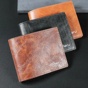 Men's Faux Leather Wallet Hot Selling New Short Casual Men's Coin Purse Large Capacity Horizontal Money Bag Designer Wallet