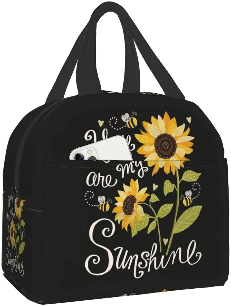 

You Are My Sunshine Sunflower Lunch Bag Reusable Lunch Box Waterproof Thermal Tote Bag Lunch Container Cute Cooler Bag for Women