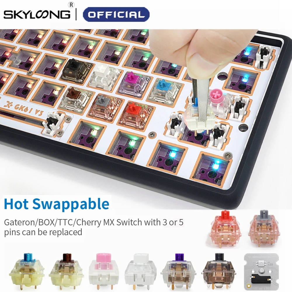 

SKYLOONG Lite Gasket GK61 GK61XS 60% Custom DIY Mechanical Keyboard Kit RGB Hot Swap PCB Split Spacebar 61 Keys Gaming Keyboards