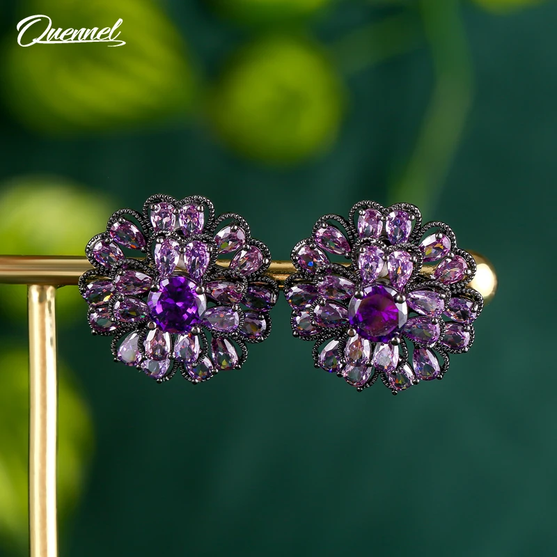 

QUENNEL Fresh and sweet three-dimensional flower silver needle Earrings