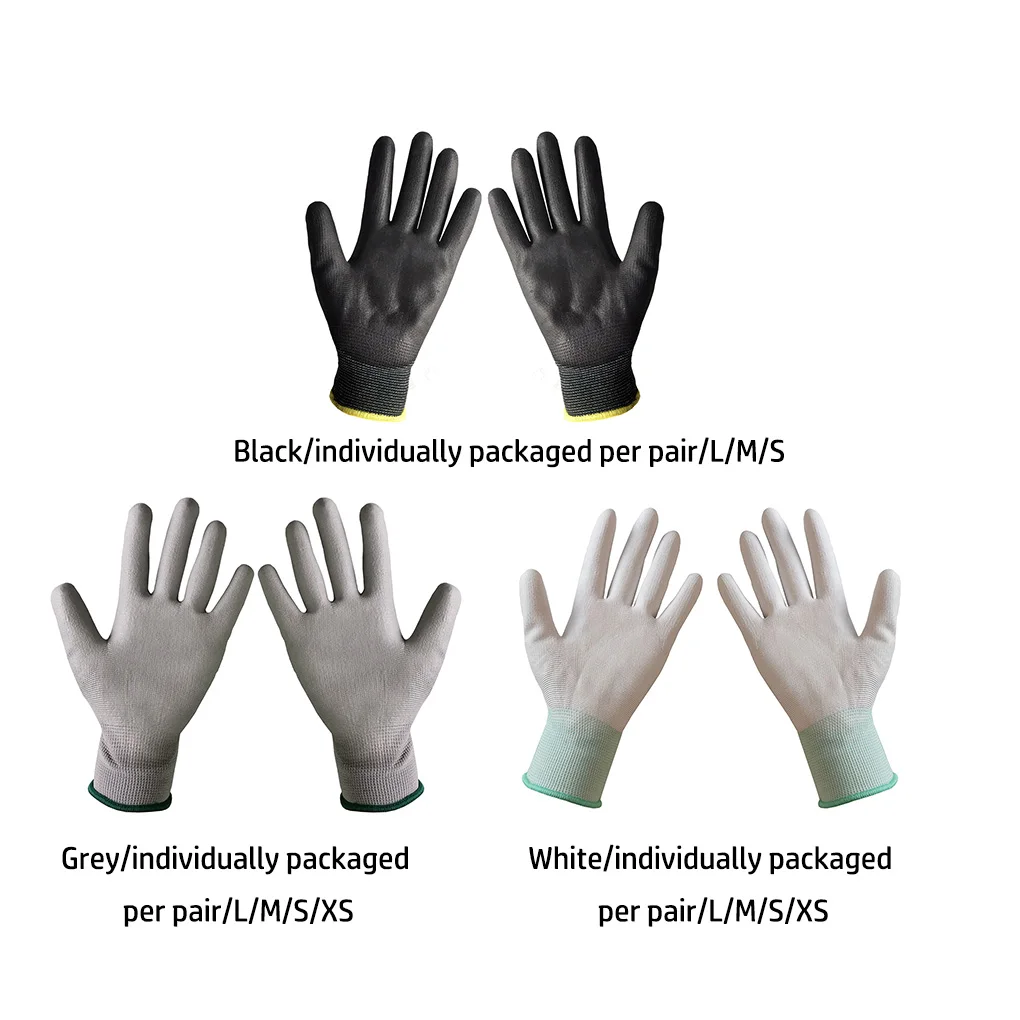 

Women Men Portable Work Protective Glove Nylon Gloves Electrician Workers Hand Protector with PU Coating Grey M