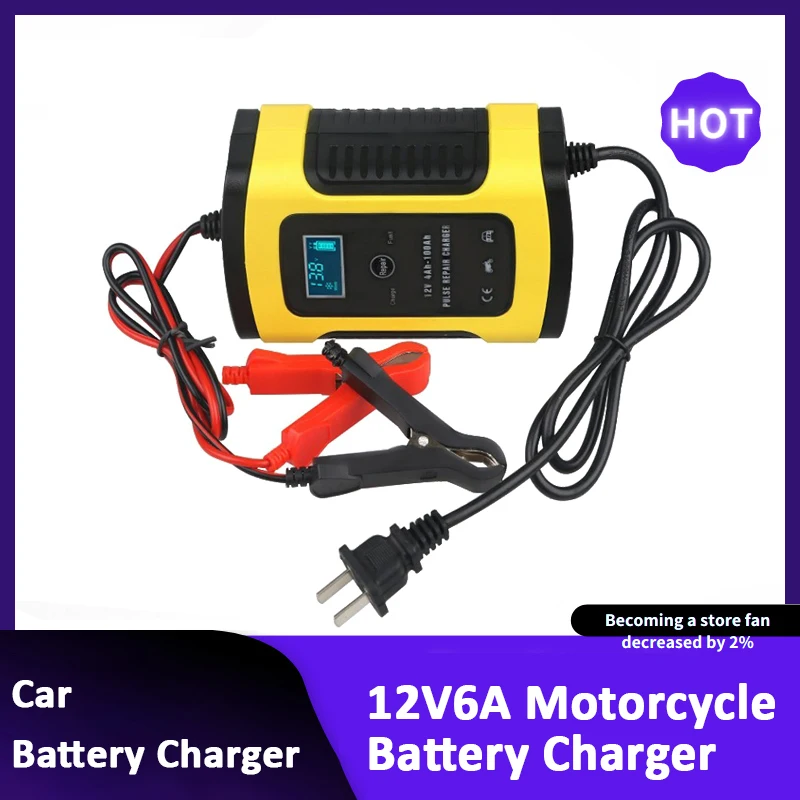 

Полностью автоматическое зарядное устройство для автомобильного аккумулятора 110-220 В-12 В 6 А интеллектуальная Быстрая зарядка влажная сухая...