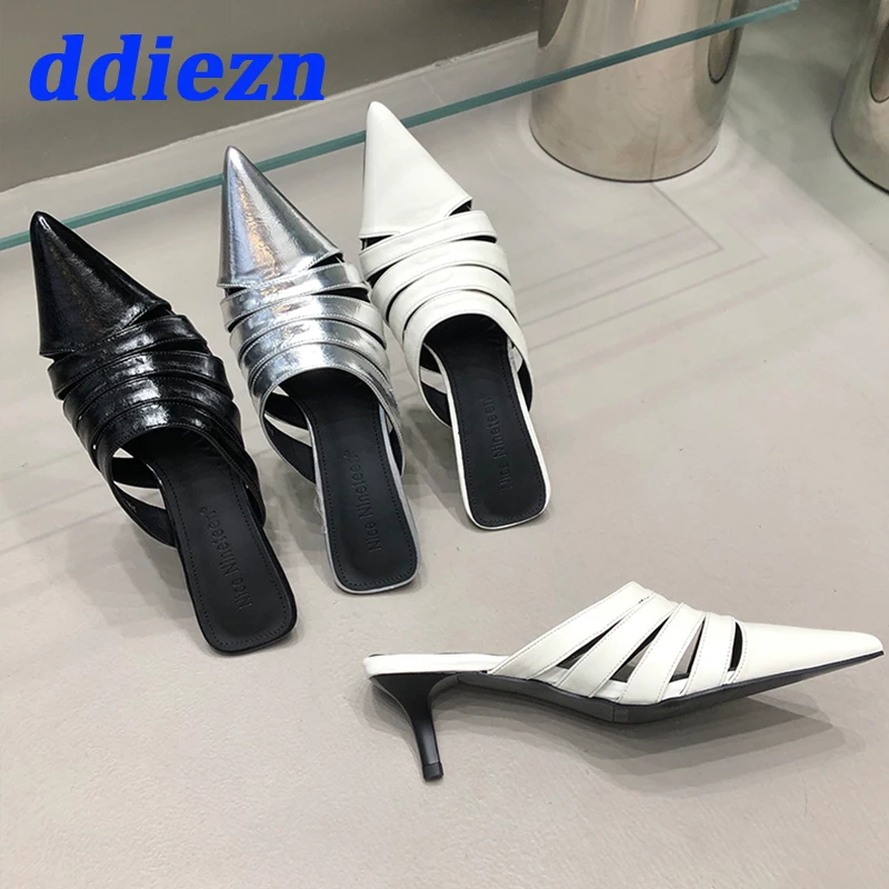 

Shoes For Ladies Women Mules Pumps Fashion Shallow Pointed Toe Heels Shoes Outdoor Female Sandals High Heels Slides 2023
