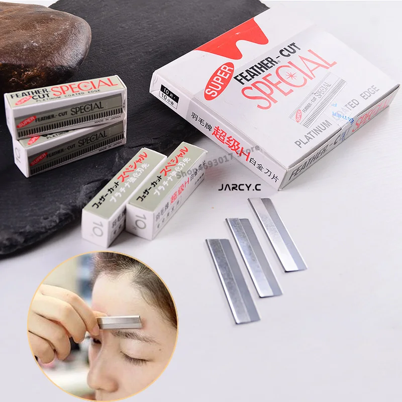 

100Pcs Professional Hair Cutting Razor Eyebrow Trimming Knife Stainless Steel Multi-function Sharp Feather Blade Makeup Tool