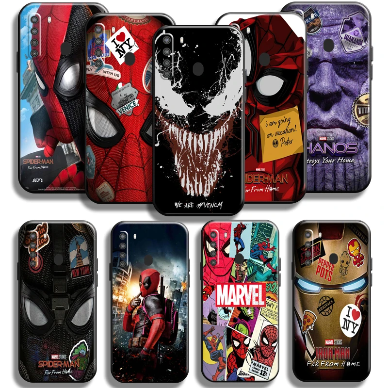 

Spiderman Iron Man Venom Phone Case For Samsung Galaxy A21 A21S Back Black Shockproof TPU Coque Cover Full Protection Funda
