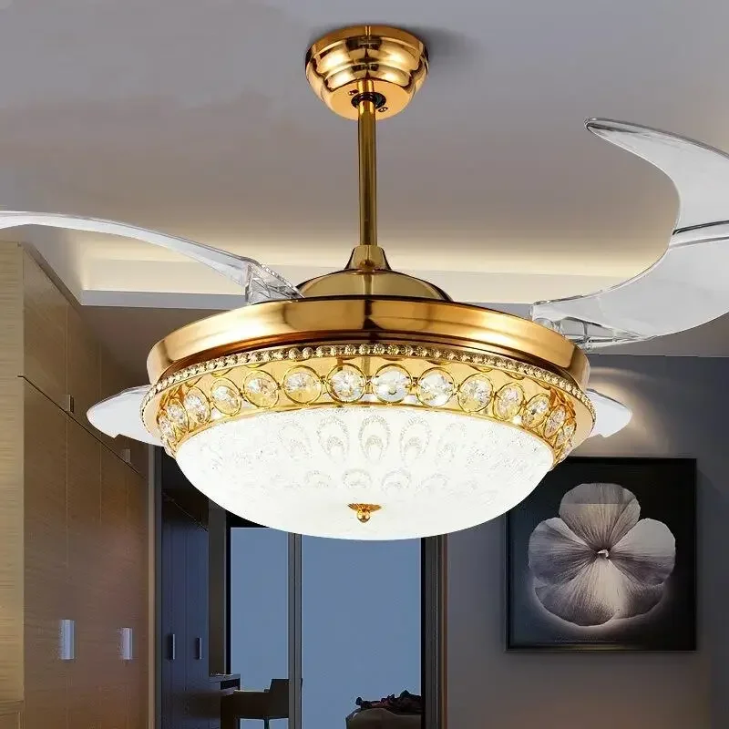 Роскошный хрустальный потолочный вентилятор светильник невидимый для ресторана