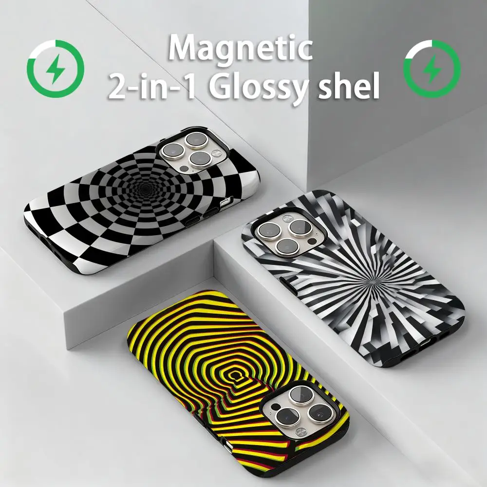 Фото Новый 3D-стереоскопический магнитный чехол 2-в-1 с глянцевой поверхностью для iPhone 17, 16e, 16, 15, 14, 13, 12, 11 Pro Max Plus №1