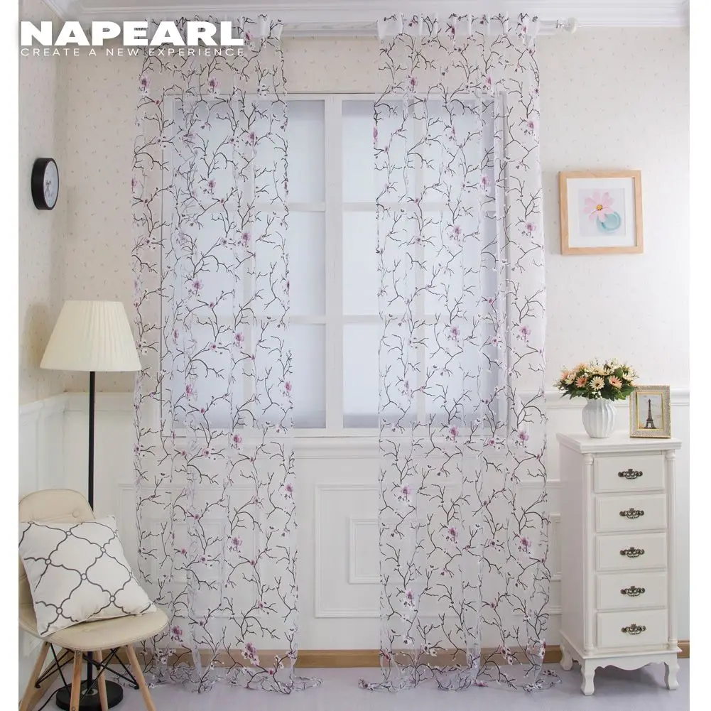 Ткани NAPEARL 1 шт. цветочные тюлевые занавески современные фиолетовые домашний