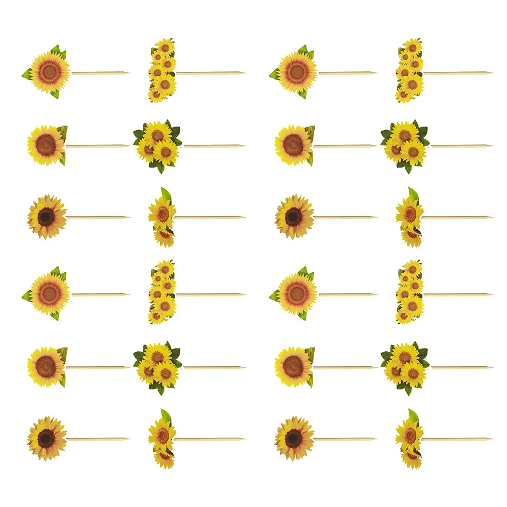 

Topper Cake Picks Cupcake Sunflower Birthday Party Fruit Flower Decorations Dessert Glitter Toothpicks Toppers Salad Cocktail
