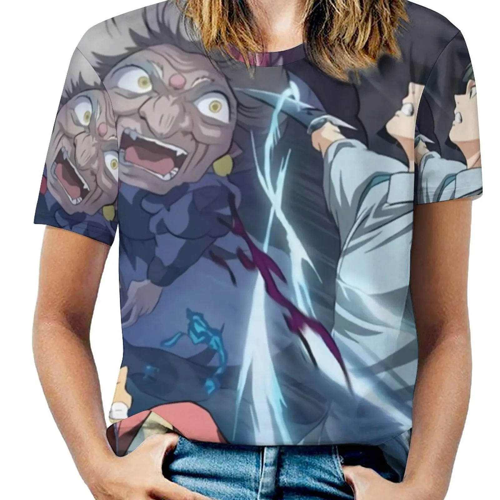 

Футболки с изображением призрака, уличная мода с изображением дракона, модная футболка с коротким рукавом, Винтажная Футболка большого раз...