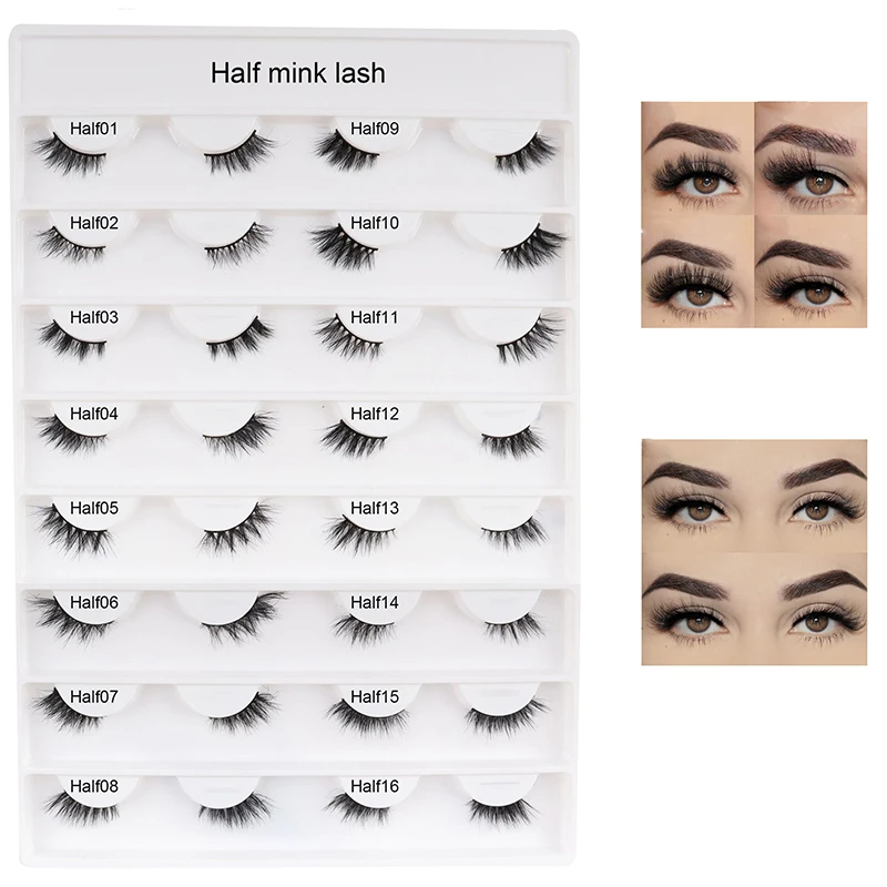 

Half Mink Lashes Make Up False Eyelashes Hand Up Natural Long Mink Lashes Cruelty Free Crisscross Mink Fake Eyelashes