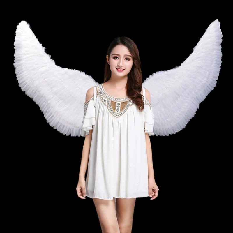 Крылья с большими перьями белые крылья ангела украшение для взрослых реквизит на