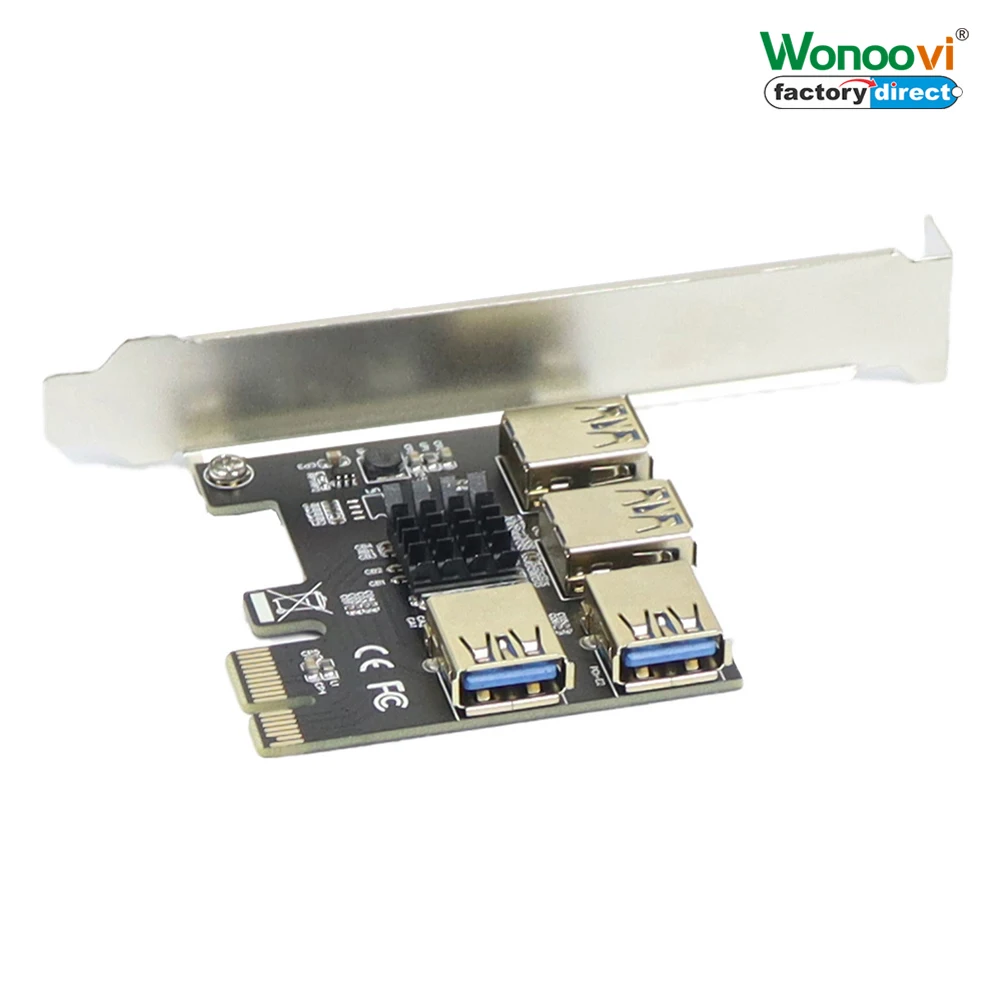 

PCIe 1 до 4 PCI-express 16X слоты, Райзер-карта PCI-E 1X к внешнему 4 PCI-e USB 3,0, адаптер, карта-усилитель для майнинга биткоинов