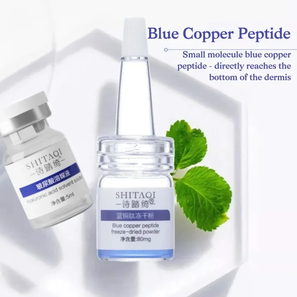 Фото Сыворотка с голубым медным пептидом GHK-Cu, лиофилизированным порошком и гиалуроновой кислотой, увлажняющая, осветляющая, успокаивающая, для чувствительной и сухой кожи №4