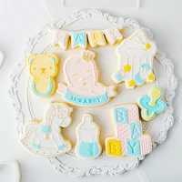 acrylic baby shower embossed mold baby birthday cookie press stamp embosser cutter fondant sugar craft cake decoration tools