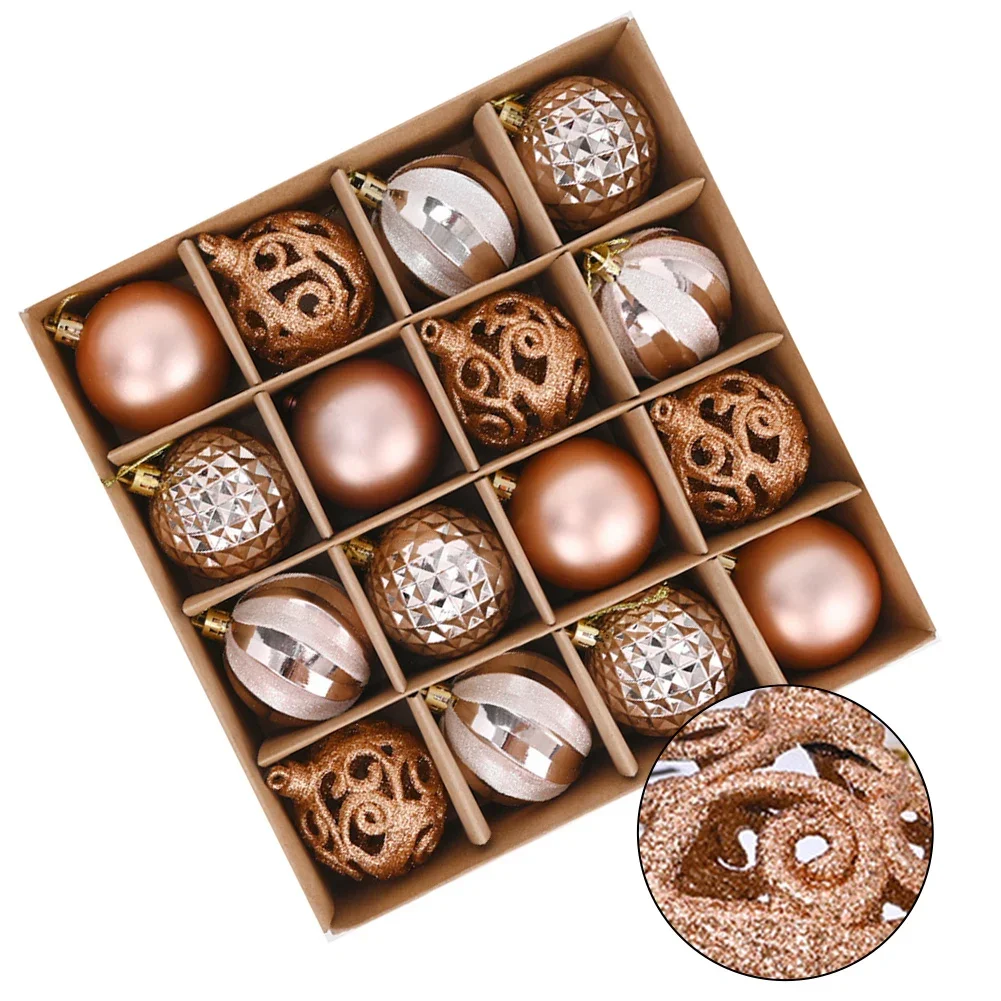 6 см 16 шт. декоративные блестящие шарики в виде окон розовое золото 2024 пробы на