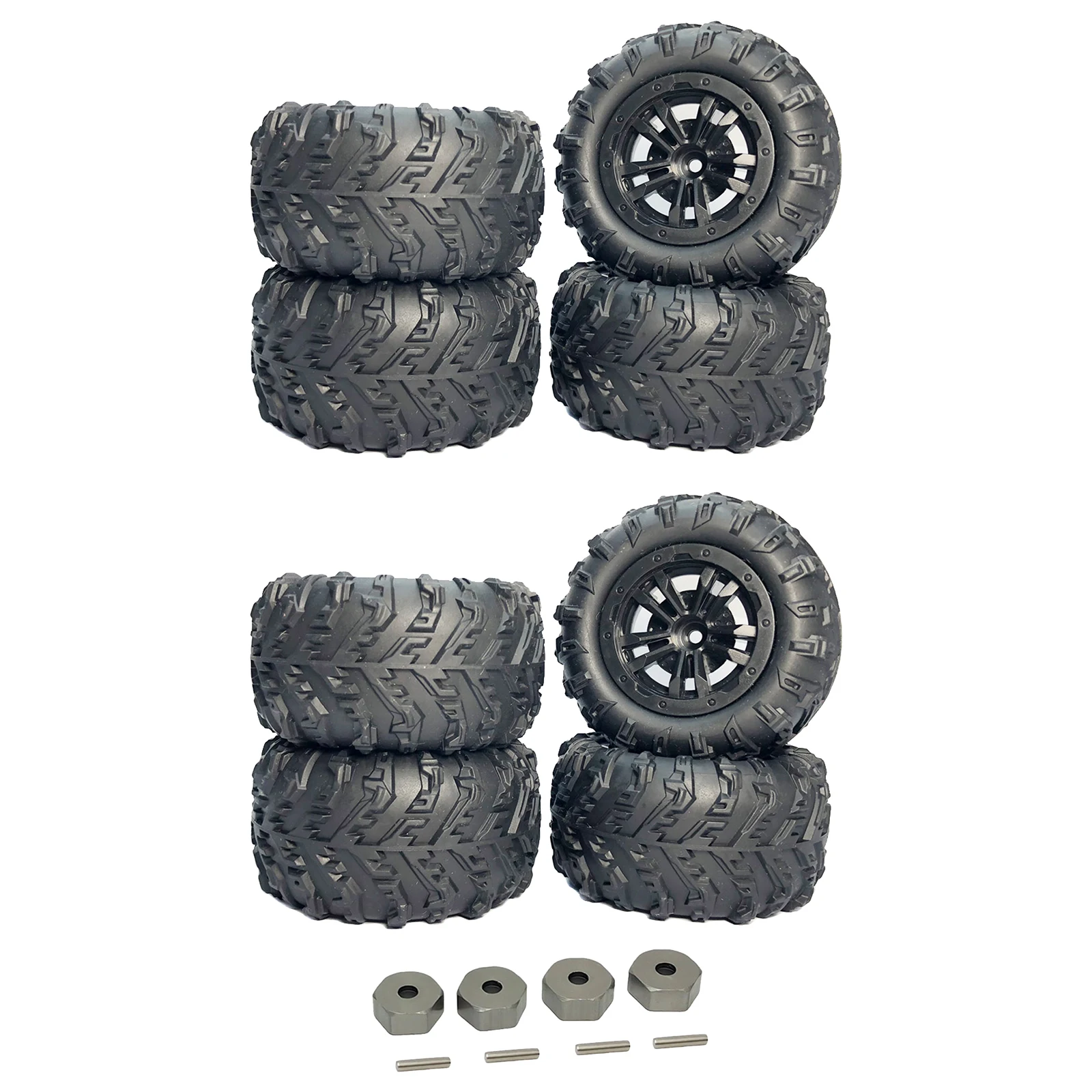 85mm Wheel Rims Tires Set Upgrade Parts Rubber Wheel Rims Tyre Replacement Accessories 12mm Hex Hub for Wltoys 124017 124019