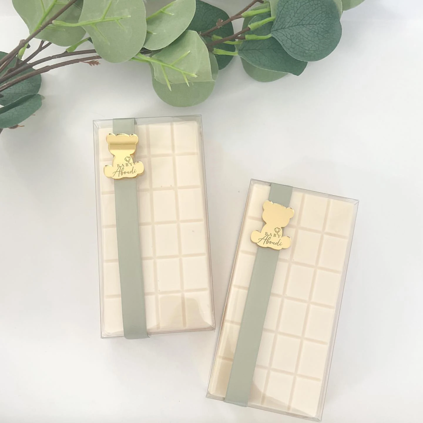 24 шт. деревянный медведь детский душ шоколадный баннер персонализированное имя