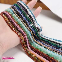 natural multicolor stone loose beads high quality 2mm 3mm 4mm faceted round shape diy gem jewelry making accessories 38cm wk461