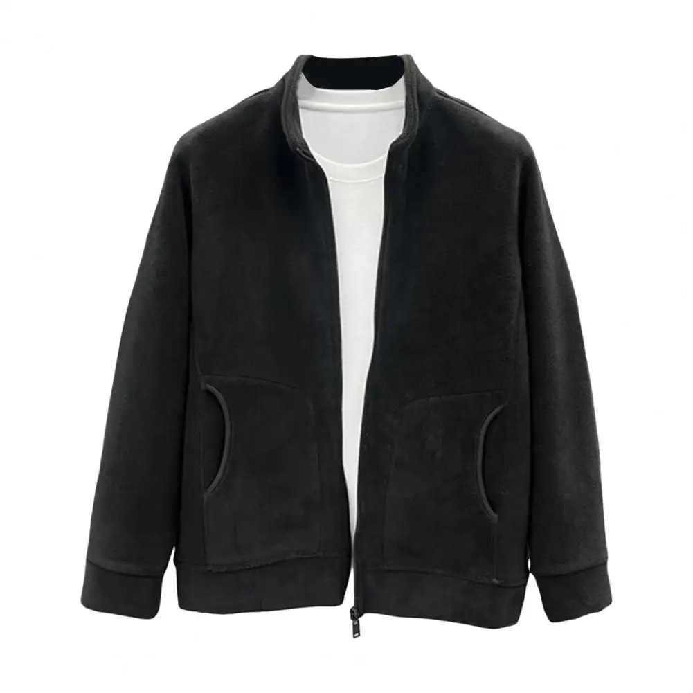 Мужская однотонная куртка зимняя флисовая из шерпа для занятий спортом на