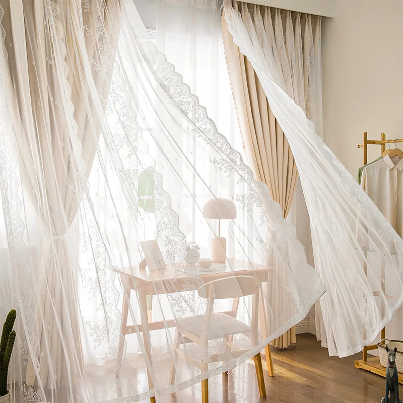 Занавеска YanYangTian с французскими украшениями кружевная вышивка легкая роскошная