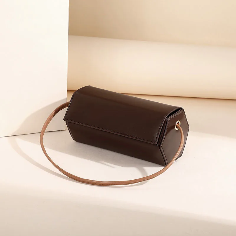 Women Cylinder Vintage Leather Bags New Trendy Underarm Elegant Single Shoulder Bag Ladies Large Capacity Crossbody Tote Handbag