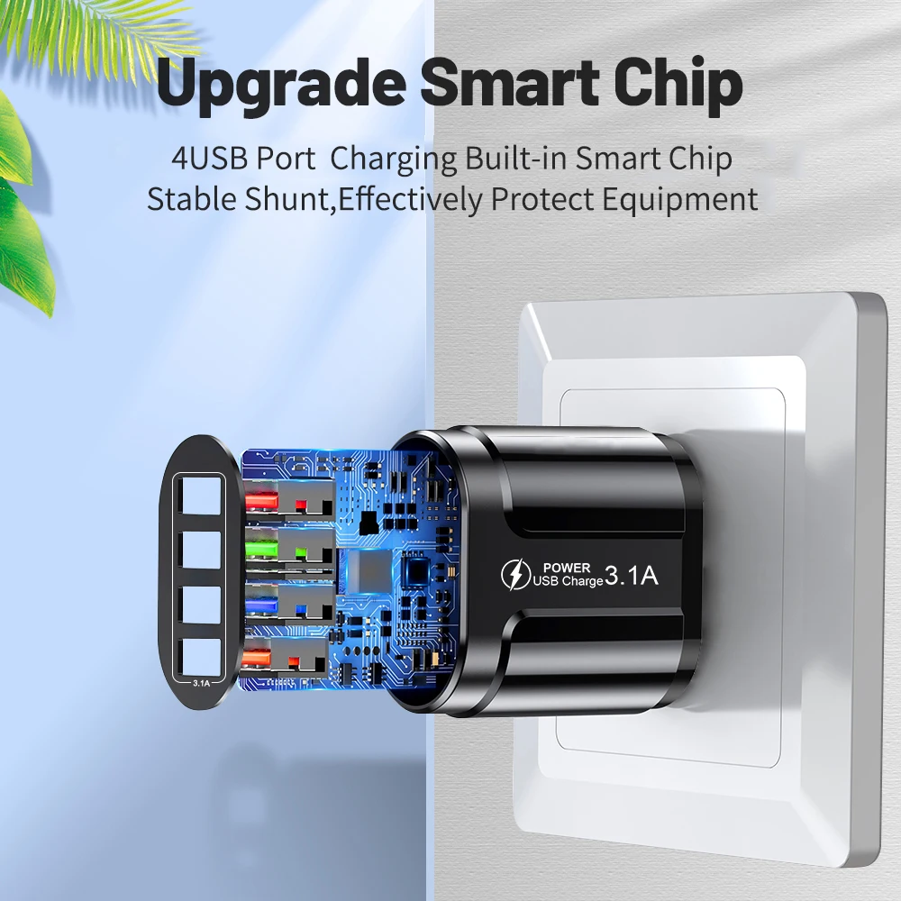 Сетевое зарядное устройство с 4 USB-портами а