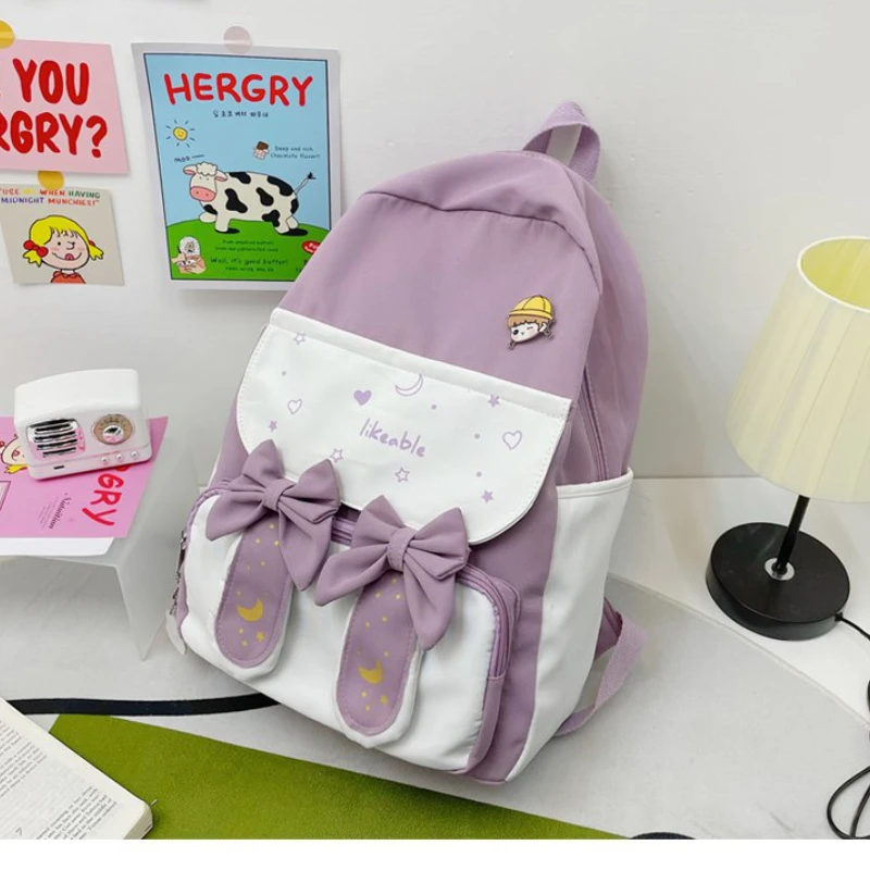 

New Japanese Style Backpack Women JK High School Bags for Women Teenager Girls Bunny Ears Embroidery Backpacks Mochila Mujer Bag