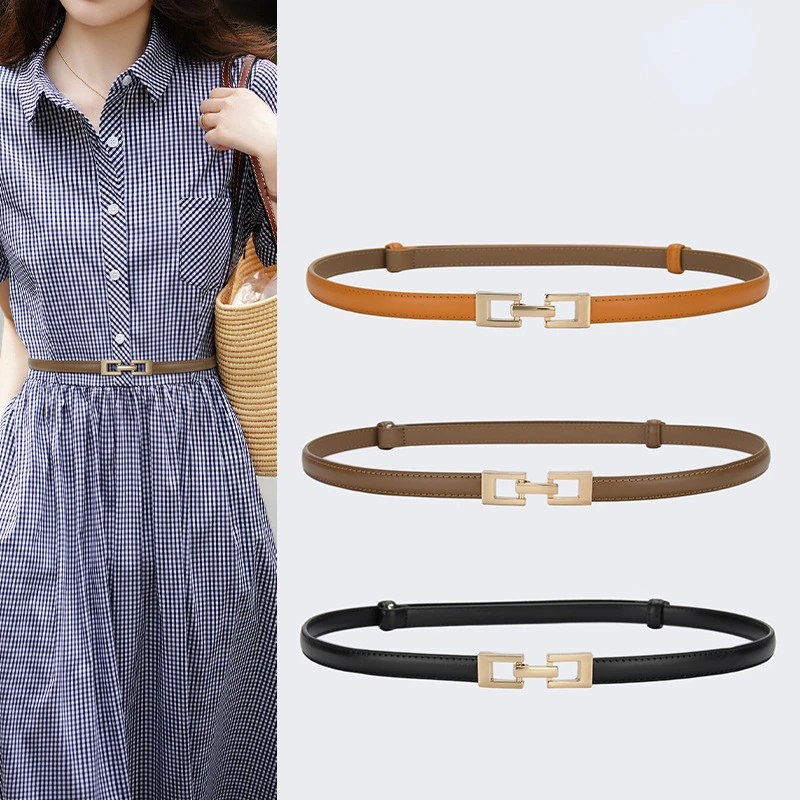 Fashion Belts for Women Thin Adjustable Genuine Leather Belt Female Alloy Buckle Dress Waist Belt Ceinture Femme Pasek Damski