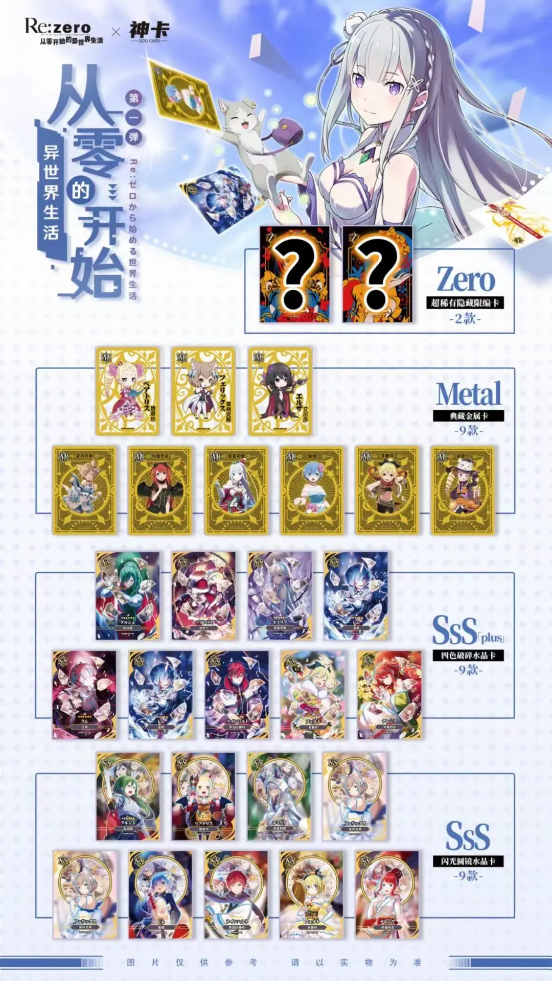 Re:zero коллекция карт игра буквы карты настольные игрушки для семьи дети