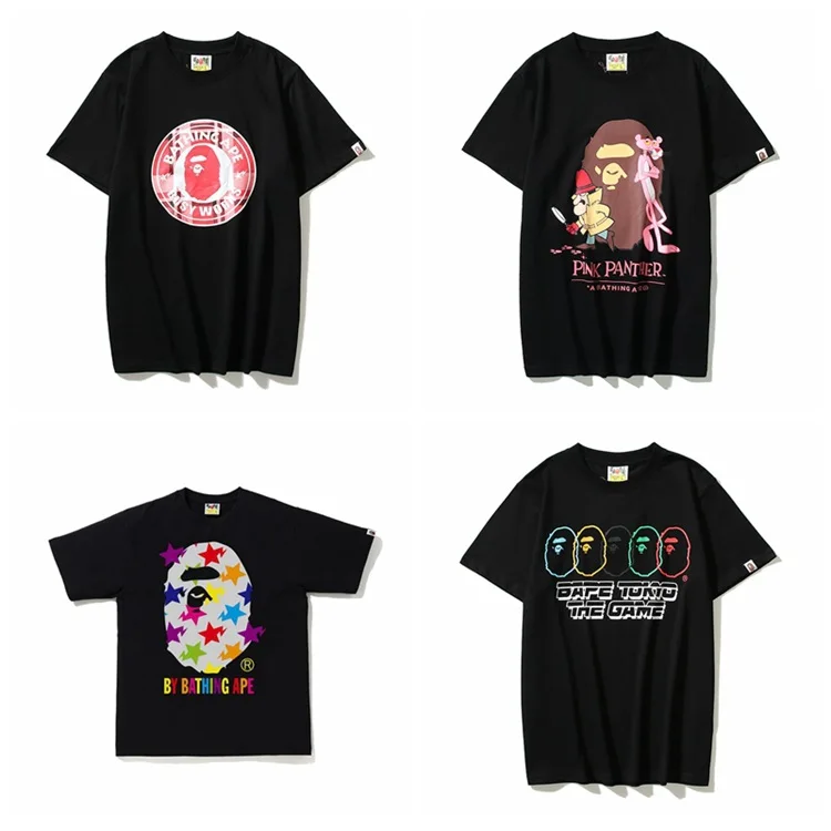 

100%cotton Japanese Fashion Brand Bape Ape Man Printed Men's and Women's Cotton Short Sleeved T-shirts