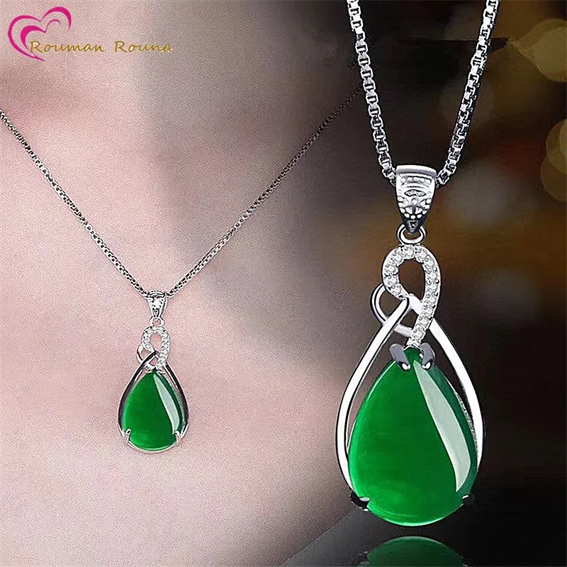 

WEGARASTI 925 Sterling Silver Natural Emerald Gemstone Wedding Engagement Cocktaill Necklace Jewelry Wholesale