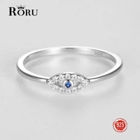 roru genuine 925 sterling silver lucky eye ring blue cz wedding rings for women fashion turkey jewelry christmas party gifts