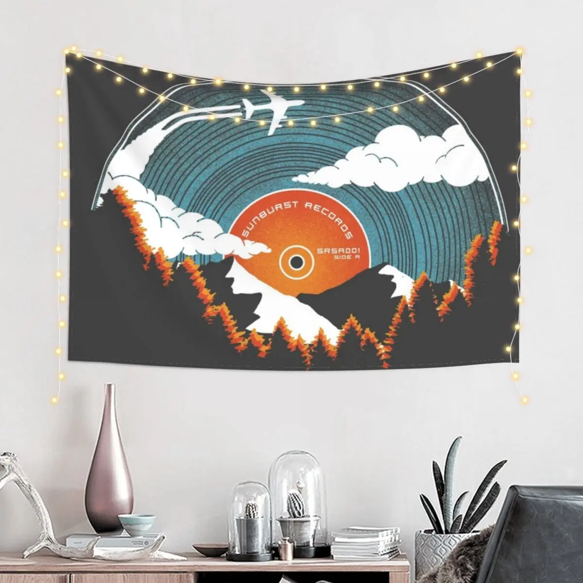 Sunburst Records Redux Гобелен Украшения для спальни на стене Обои Домашний декор