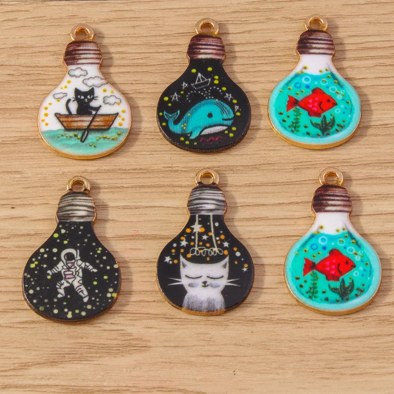 Забавные эмалевые Подвески в виде лампочки 16x27 мм 10 шт.