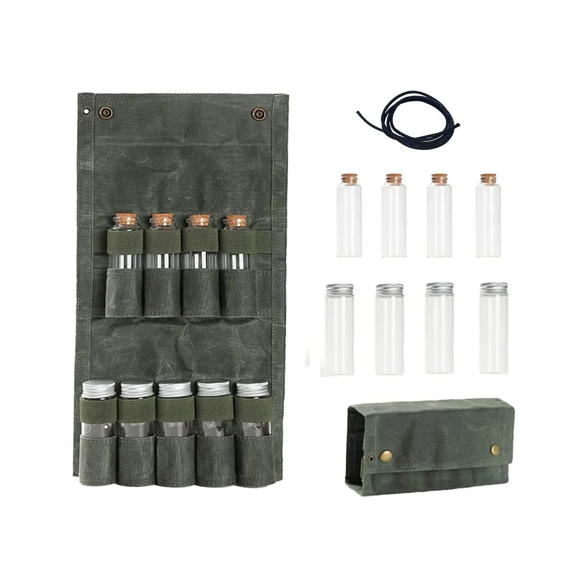 

Canvas Seasoning Storage Bag Organizer Seasoning Bottles Holder with Mini Condiment with 9 Spice Jars
