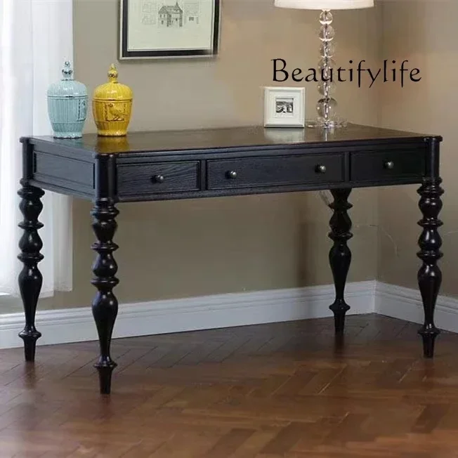 Американский простой светлый роскошный ретро-резьба из цельного дерева