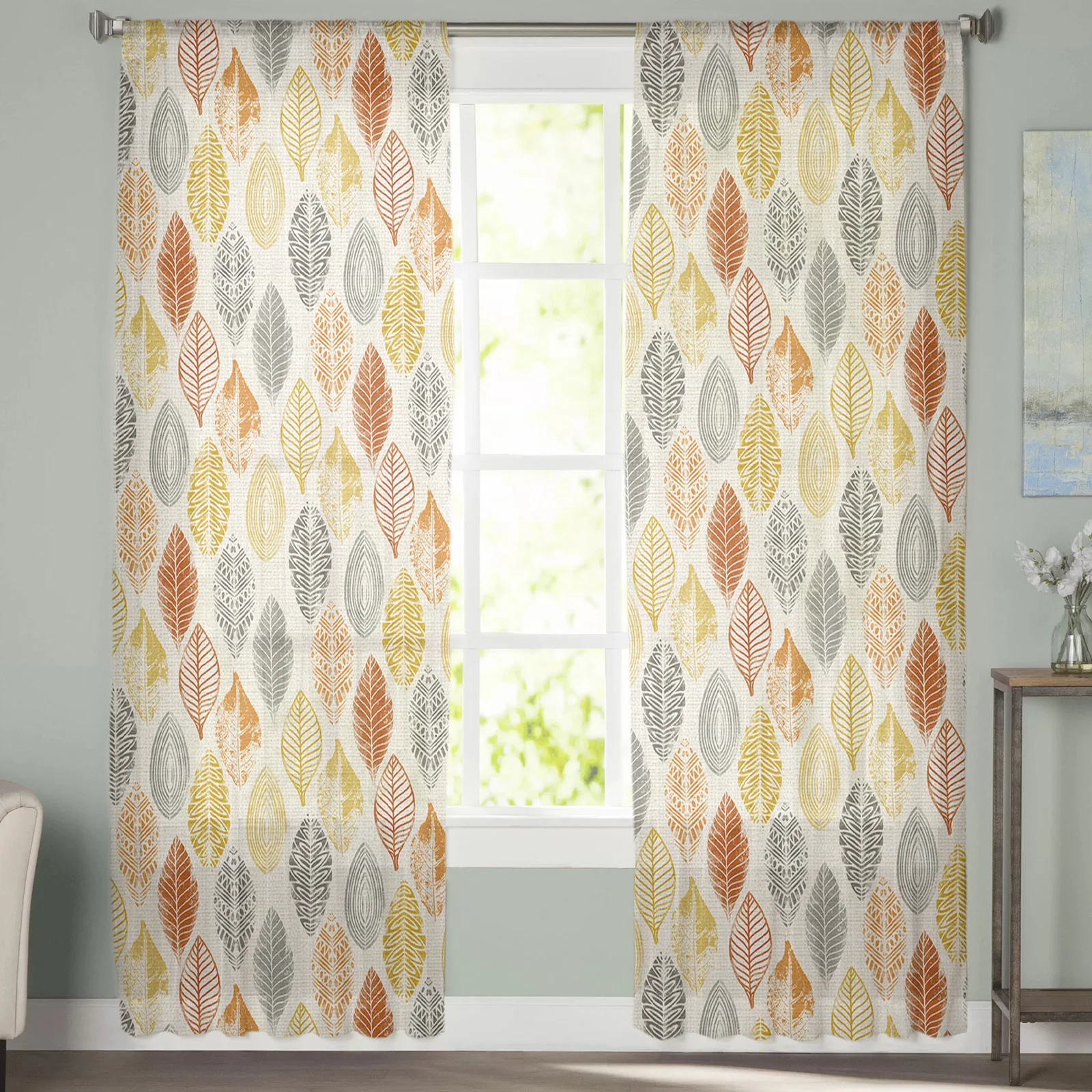 

Yellow Orange Burlap Bottom Tulle Curtains For Living Room Bedroom Decoration Luxury Voile Valance Sheer Curtains For Kitchen