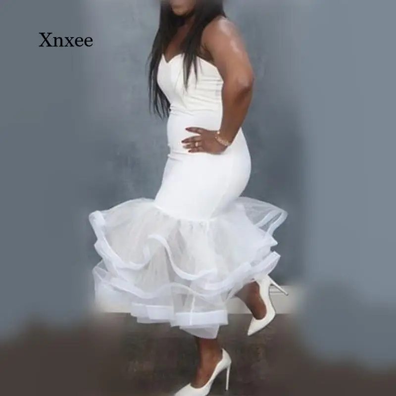 Женское Сетчатое платье-Русалка без бретелек с разрезом спереди | Женская одежда