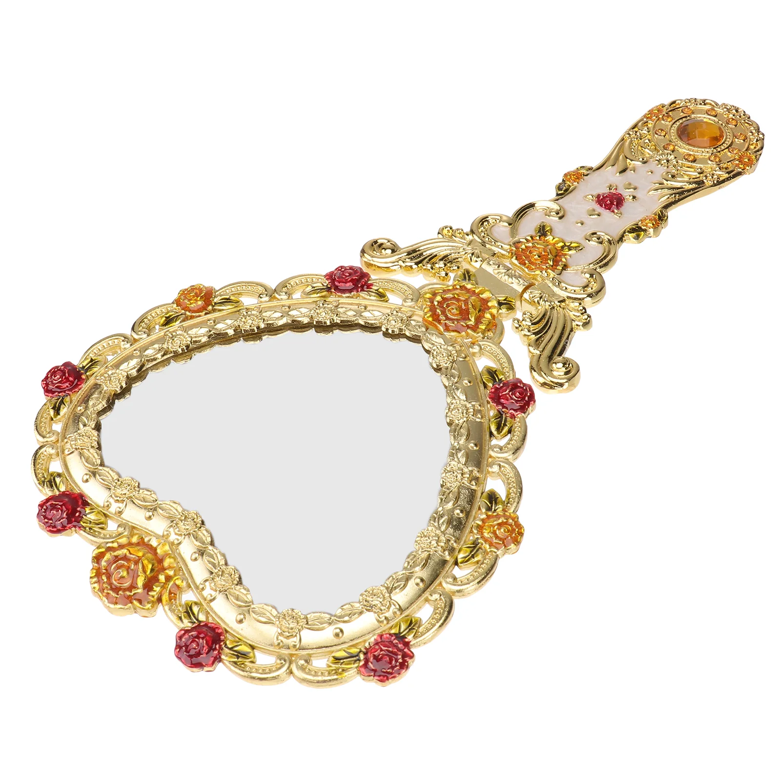 

Mirror Hand Vintage Handle Makeup Mirrors Handheld Vanity Girl Held Travel Compact Heart Retro Decorative