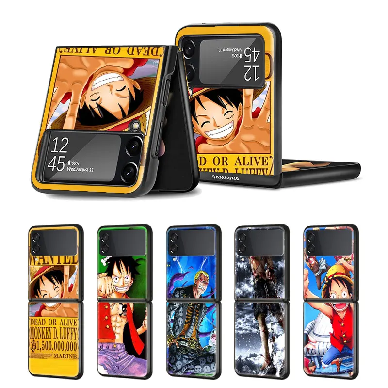 

Cover Case for Samsung Galaxy Z Flip Flip3 5G Capa Korea Full Matte Bag Hard Original Thin Trend Coque One Piece Ace Fire Anime