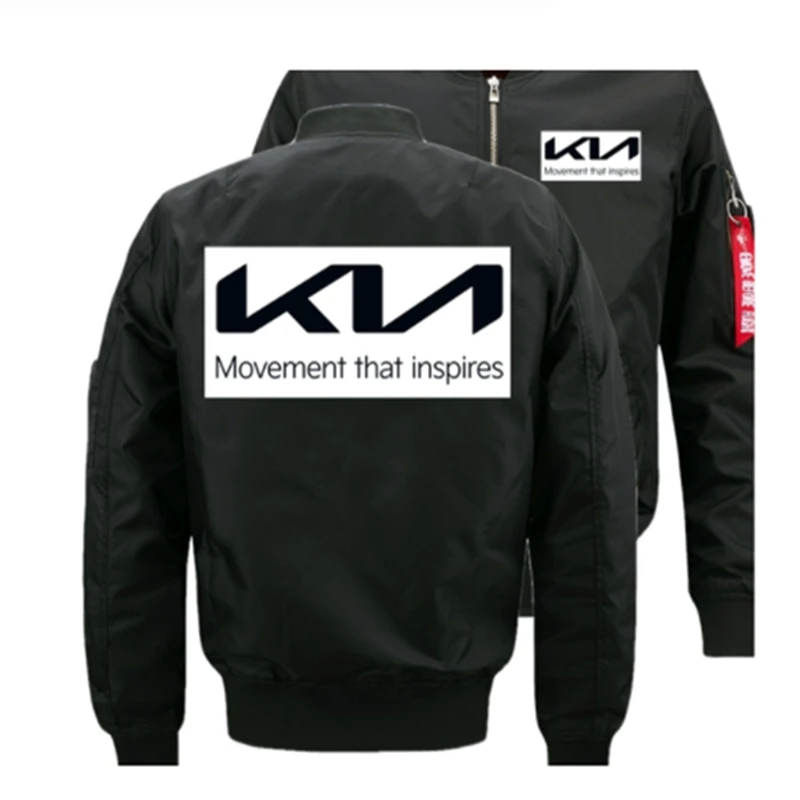 NEW Autumn Wintertime Flying Jacket KIA Logo Winter thicken Warm Zipper Men Jackets  Men's Casual Coat