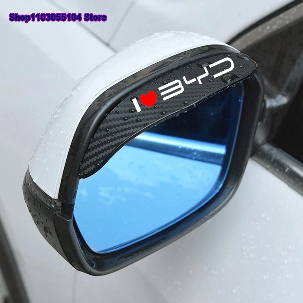 Фото 2x Накладки-козырьки от дождя на зеркала заднего вида для BYD Atto 3 EV Yuan Plus Song Plus Dmi Dolphin Seal Tang Han Qin F3 E6 Act №2