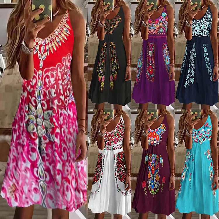 

Women 2022 Loose Vintage Fashion Ruffles Befree Dress Large Big Strap Sexy Summer Boho Casual Party Elegant Dresses Plus Sizes