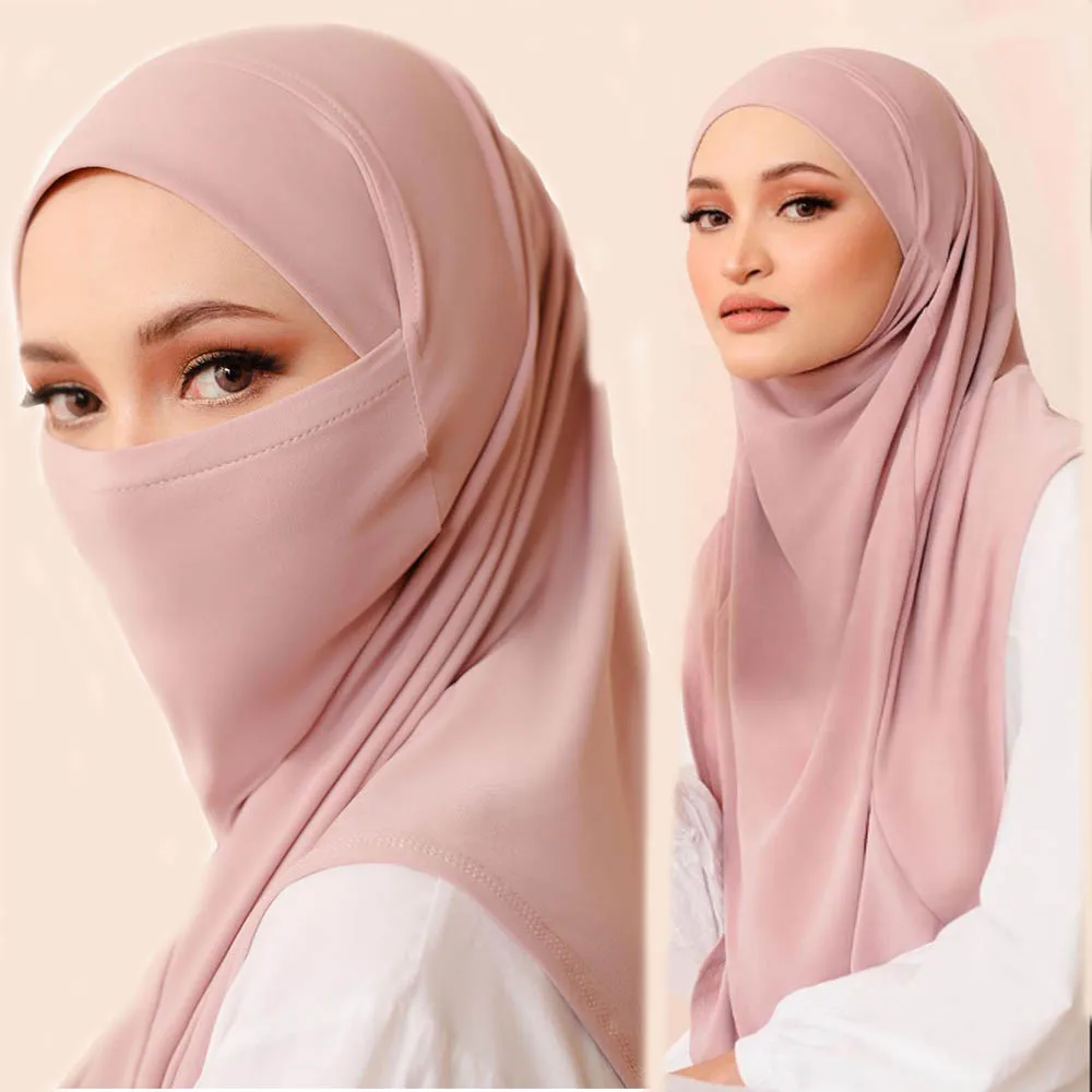 Фото Большого размера, мусульманский Hijab Джерси-шарф женская мягкая маска, шаль, головной платок, женский головной платок, головные шарфы, бандан... №1