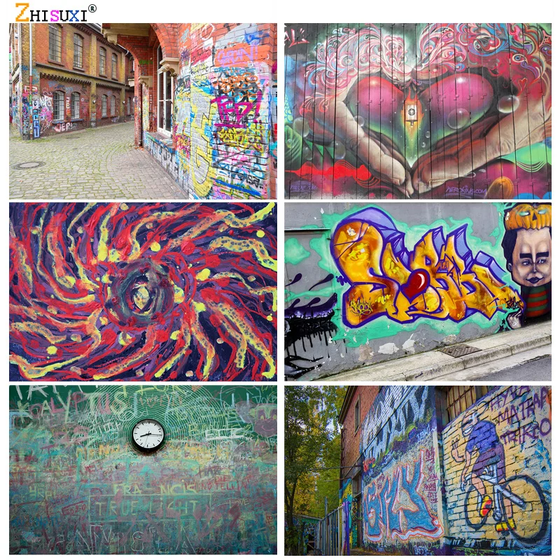 

Vinyl Custom Durable Vintage Street Graffiti Brick Wall Photography Backdrops Children Photo Background Studio Prop 21915 TY-03