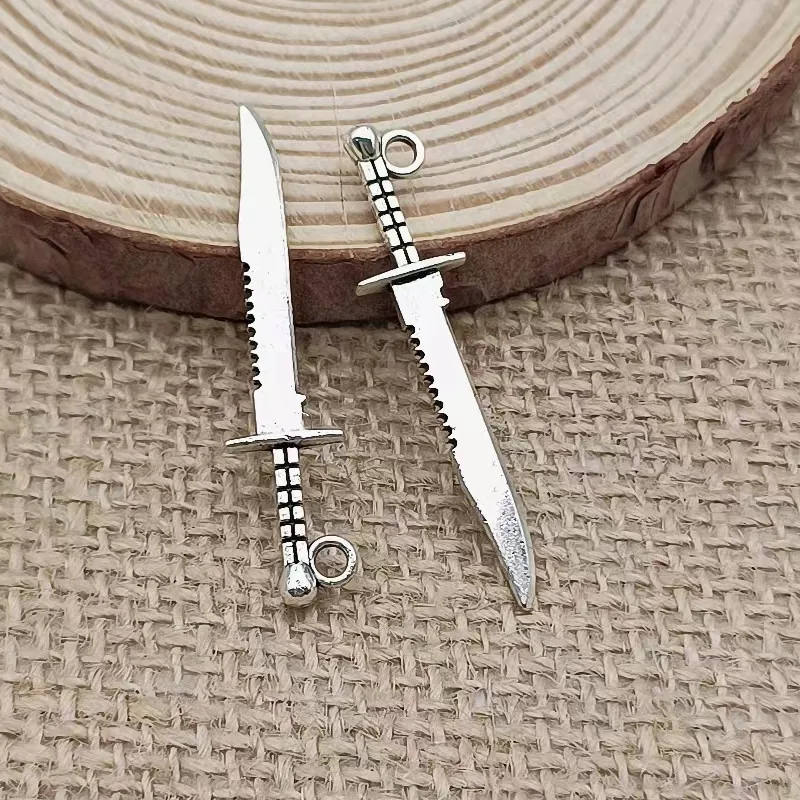 

10pcs 43x10mm Hot Sale Charm Sword Tibetan Silver Bead Pendant DIY Bracelet Necklace Jewelry Making designer charms