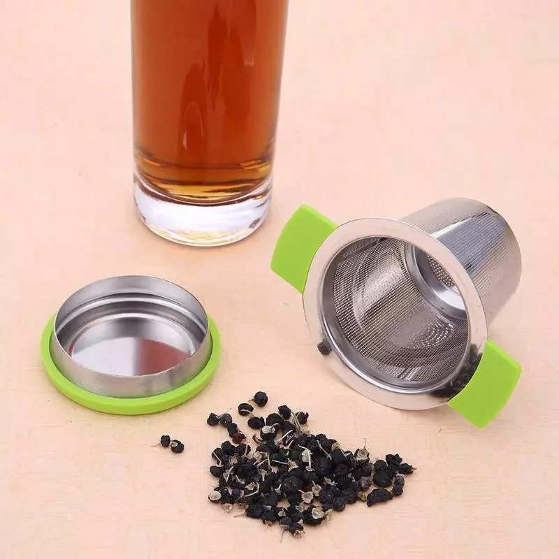 

2022New Infuser Basket Fine Mesh Tea Strainer Stainless Steel Reusable With Handles Lid Tea and Coffee Filters for Loose Tea Lea